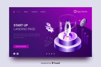 业务启动概念插画着陆页模板