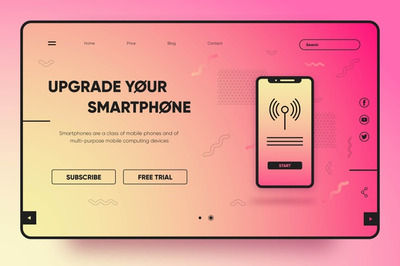 现代登陆页面与智能手机模板