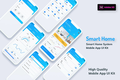 XD打造到高端多功能物联网智能居家 App UI Kit (XD)