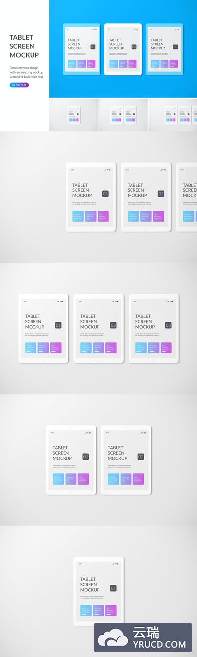 时尚高端简约扁平化风格平板电脑APP UI样机展示模型mockups
