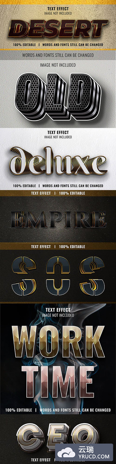 3D可编辑的字体文本效果集合设计[EPS]