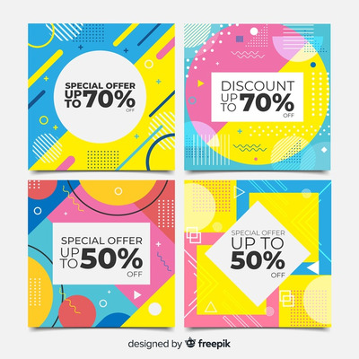 孟菲斯风格的销售横幅背景