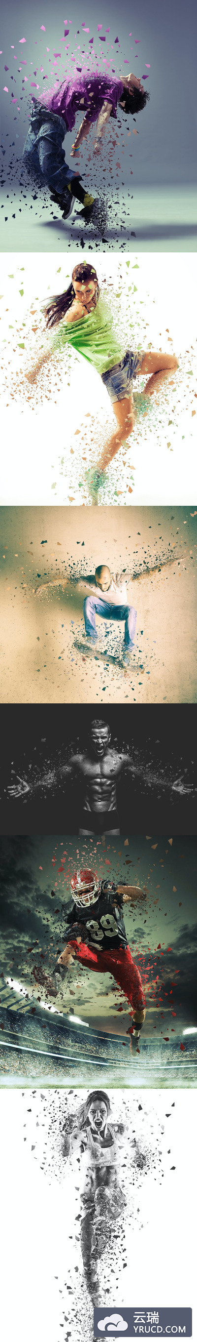 粉碎解散效果的PS酷炫动作下载（ABR,ATN,PAT）