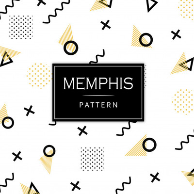 黑色和金色孟菲斯几何图案背景