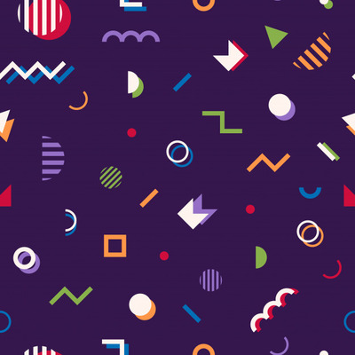 孟菲斯风格抽象几何无缝图案背景