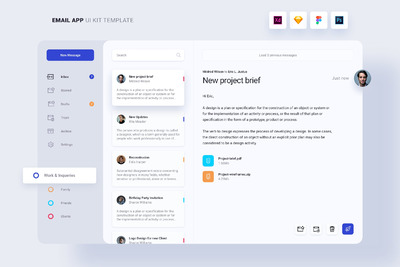 电子邮件网站或电脑软件模板（PSD,SKETCH,XD,fig）