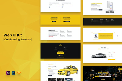 出租车预订官网UI界面套装下载（PSD,SKETCH,XD）