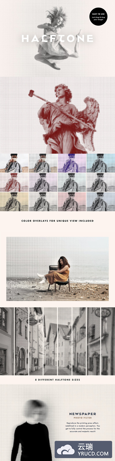 时尚高端优雅色彩半调photoshop动作预设图层样式-PSD