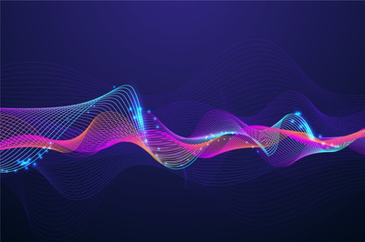 彩色的深色渐变波浪背景