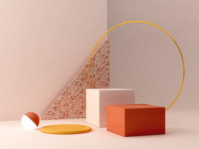 极简的3D几何创意背景[JPG]