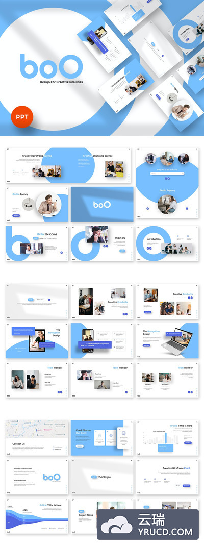 时尚高端简约清新配色的高品质powerpoint幻灯片演示模板（pptx）