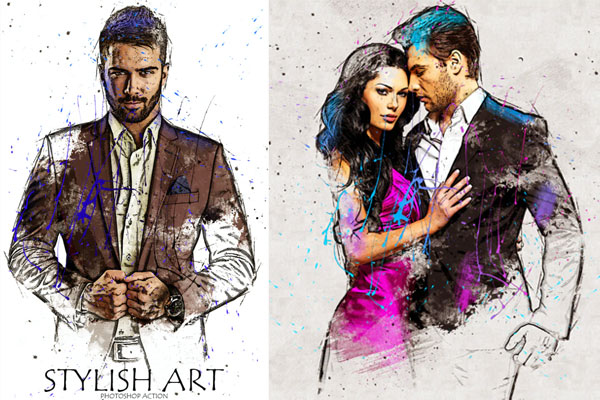 时尚艺术飞溅油漆效果Photoshop动作