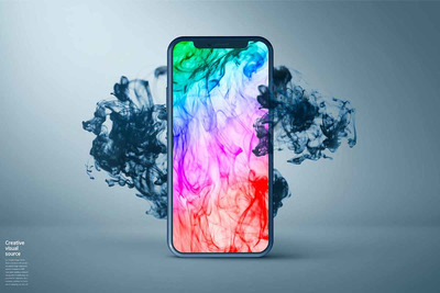 视觉创意彩色水墨刘海屏手机电商Banner图设计