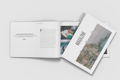 A4尺寸极简主义横版画册样机（PSD）