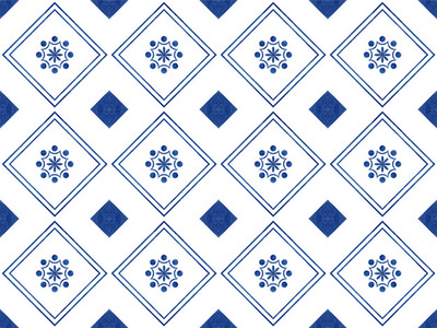 蓝色主题瓷砖无缝图案背景纹理