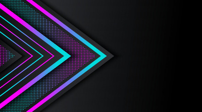 渐变霓虹灯闪烁的几何形状黑色背景