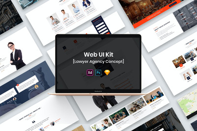 极简主义律师代理网站用户UI KIT（PSD,SKETCH,XD）