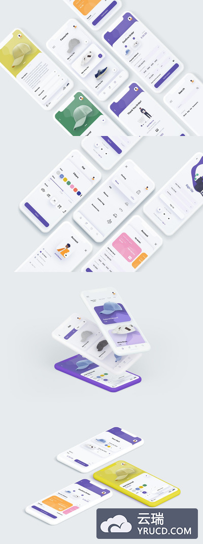 时尚电商移动APP程序UX，UI模板（XD,PSD）