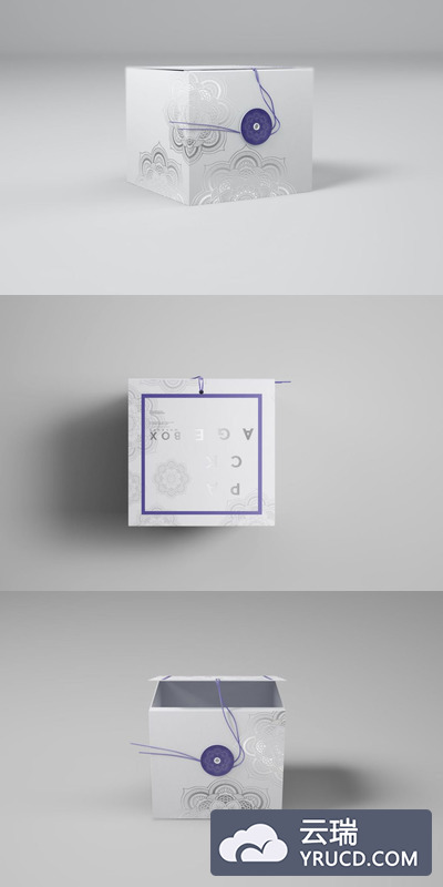 Mockups | 3/4背面俯视图方形包装盒样机