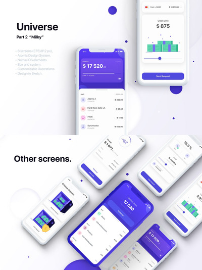 时尚简约清新高端多用途IOS APP UI KITS-SKETCH