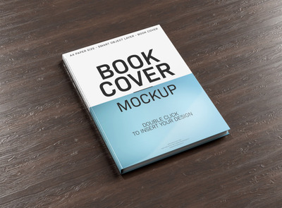 木制地板上的书籍展示样机[PSD]