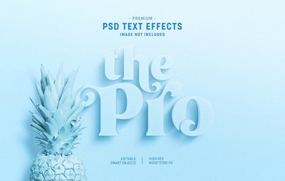 淡蓝色3D极简文字效果风格[PSD]