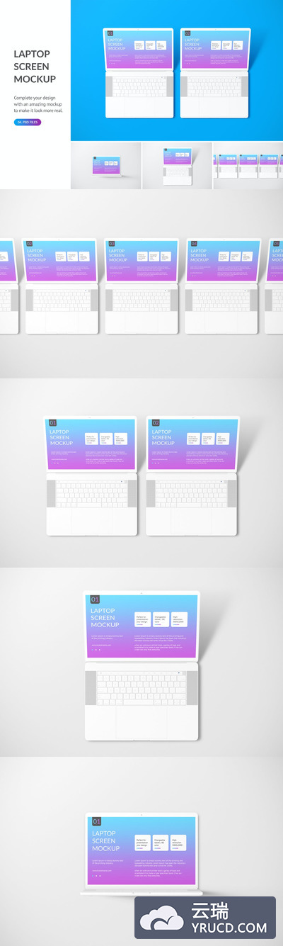 简约清新笔记本UI样机展示模型mockups