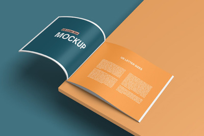 美国信函尺寸手册/杂志样机展示模型mockups