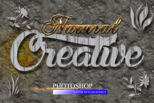 10种破旧木纹3D文字样式素材