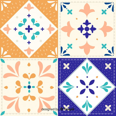 平面设计中的瓷砖图案集合[EPS]