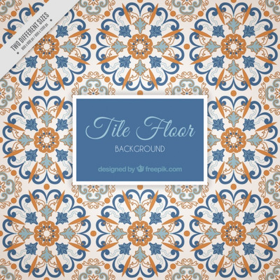 经典复古的瓷砖地板图案背景[EPS]