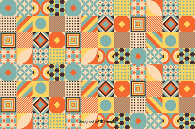 彩色复古几何镶嵌画背景[EPS]