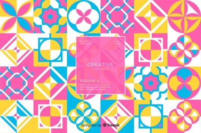 彩色几何瓷砖镶嵌画背景[EPS]