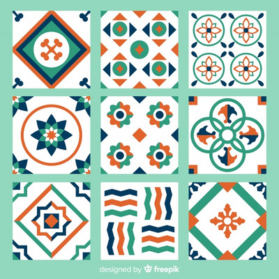 彩色抽象瓷砖图案的集合[EPS]