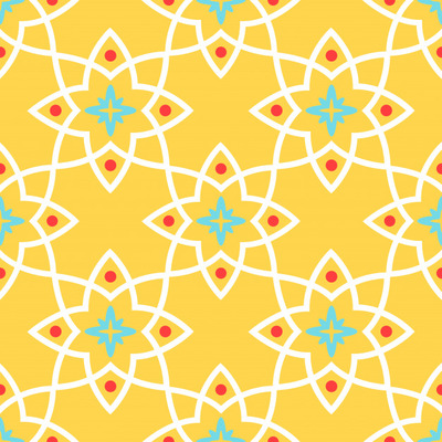 黄色无缝花纹阿拉伯装饰瓷砖背景[EPS]