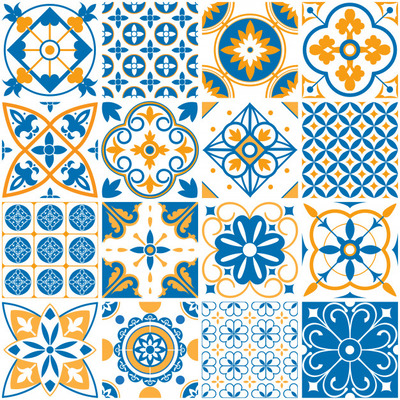 经典地中海地区的花纹图案背景[EPS]