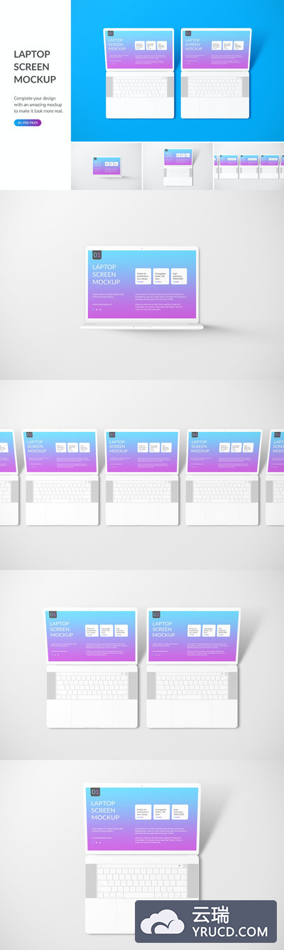 简约清新好用的笔记本电脑UI设计样机展示模型mockups
