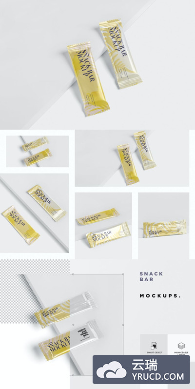 Mockups | 高级小吃店零食士力架巧克力棒细长矩形包装品牌产品设计样机