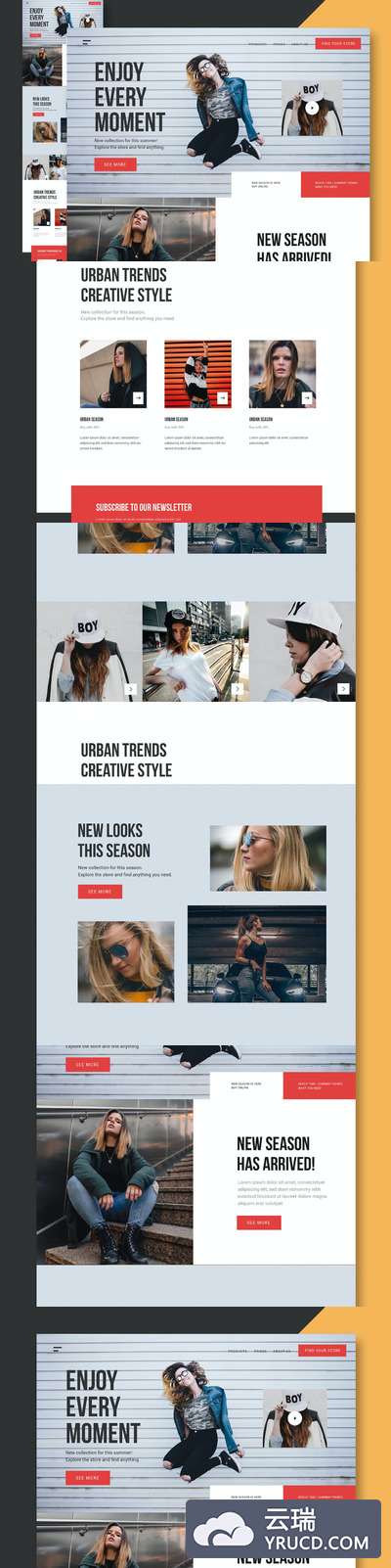 时尚高端专业的高品质服装电子商务网站UI设计模板-AI，EPS，PSD，XD