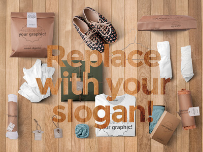 复古木板背景T恤包装标签展示设计样机