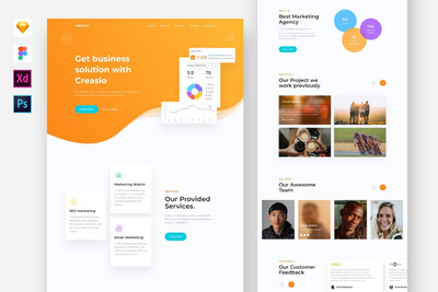 SEO服务网站设计模板-SKETCH，FIGMA，XD，PSD