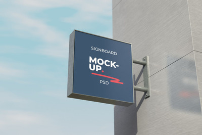 正方形得户外广告牌招牌logo标志设计VI设计样机展示模型mockups