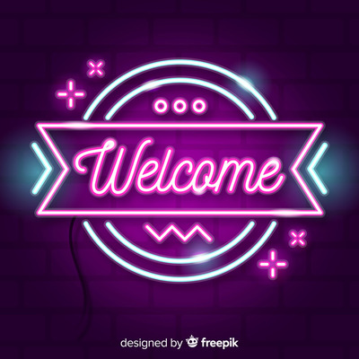 霓虹灯风格的现代欢迎标志字体样式