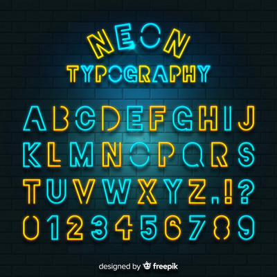 五彩缤纷的霓虹灯字母表样式