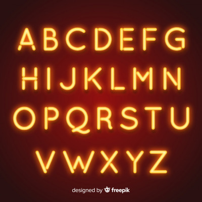 经典复古的霓虹灯字母表样式