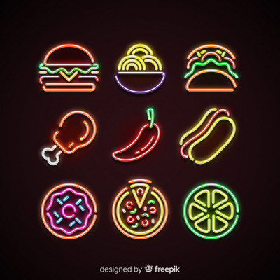 彩色霓虹灯食物图层样式