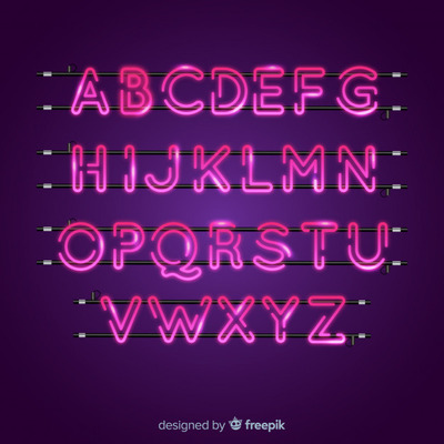 粉色霓虹灯字母表样式