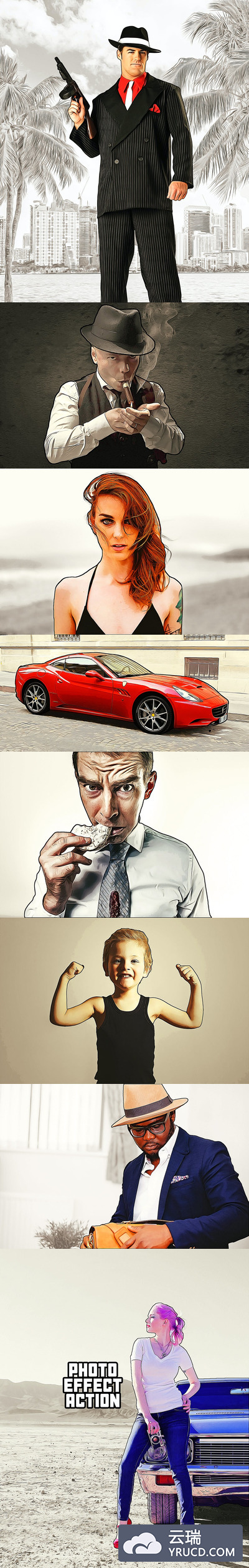 GTA风格艺术效果的Photoshop动作（ATN,PSD）