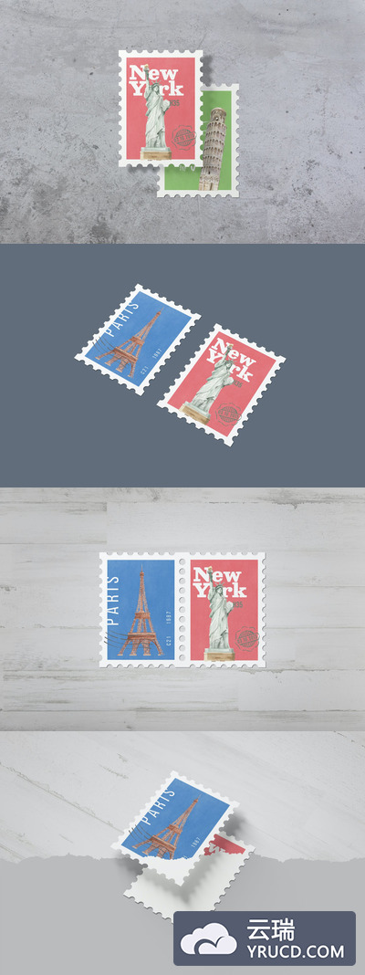 透视角度邮票样机下载（PSD）