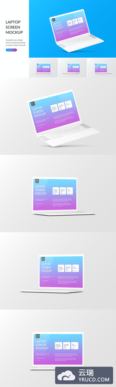 简约好用的笔记本UI样机展示模型mockups